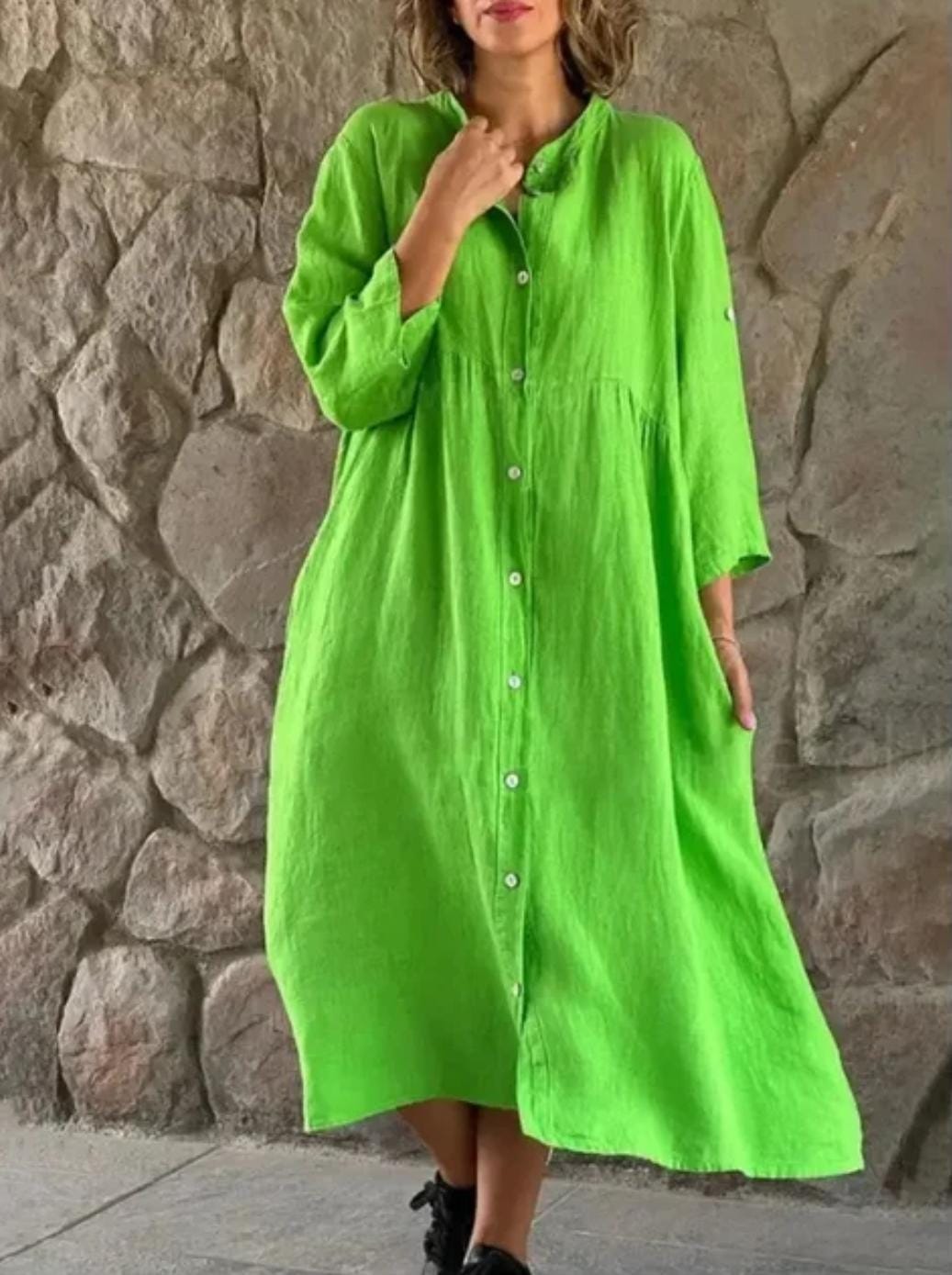 Women's 3/4 Sleeve Shirt Dress 001480039 Women's 3/4 Sleeve Shirt Dress 001480039