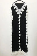 Summer Short Sleeve Tassel Ruffles Muslim Moroccan Kaftan Maxi Dress 000822003 - TUZZUT Qatar Online Shopping