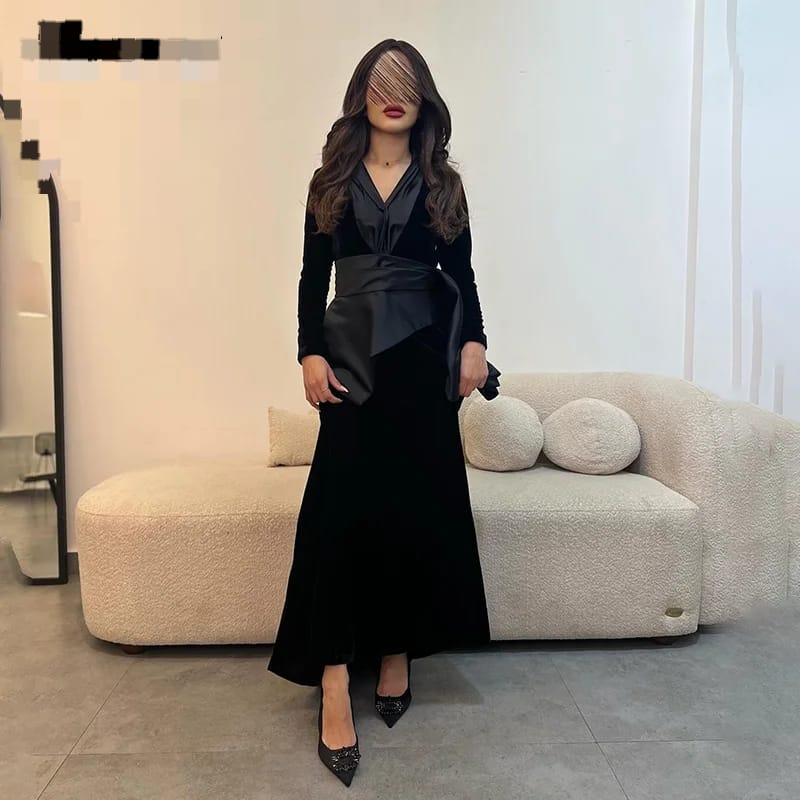 Elegant Black V-Neck Long Sleeve Party Dress S5078549 Elegant Black V-Neck Long Sleeve Party Dress S5078549