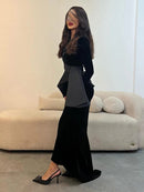 Elegant Black V-Neck Long Sleeve Party Dress S5078549 - TUZZUT Qatar Online Shopping