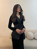 Elegant Black V-Neck Long Sleeve Party Dress S5078549 - TUZZUT Qatar Online Shopping