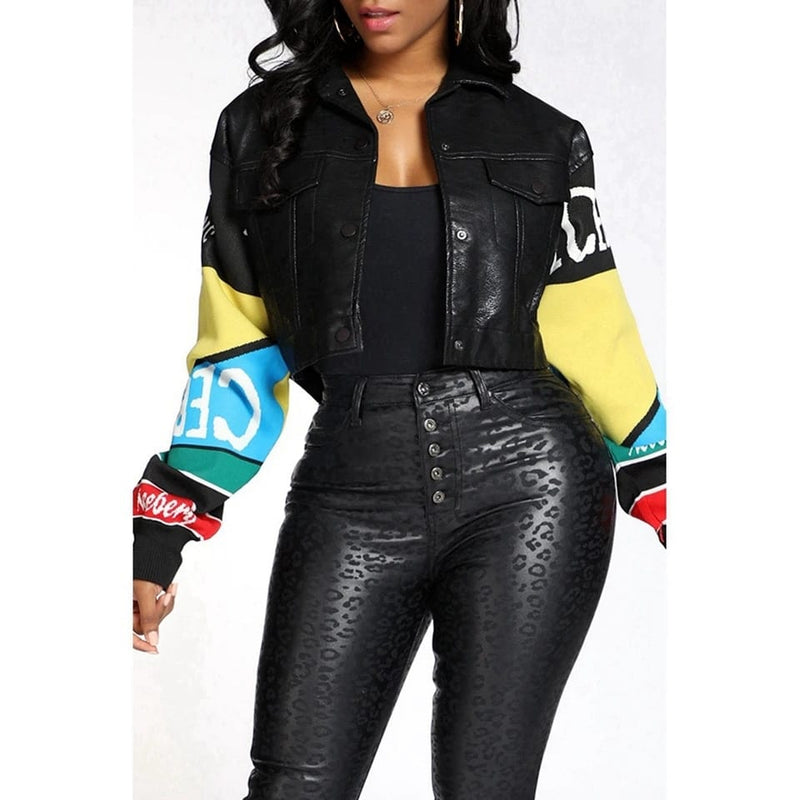 Long Sleeve PU Leather Jacket for Women M S8931751