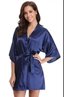 New Women Silk Kimono Bathrobe Silk Bridesmaid Robes L 1486435 - TUZZUT Qatar Online Shopping