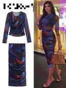 Two Piece Set Party Club Bodycon Ruffle Day Dress L 47779 - TUZZUT Qatar Online Shopping