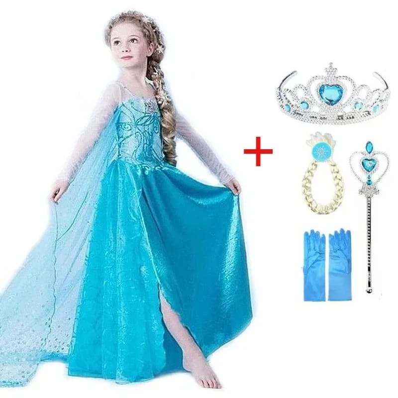 Girl Princess Dresses Snow Queen Barbie Costume Kids Cosplay Costume 6Y S3597275