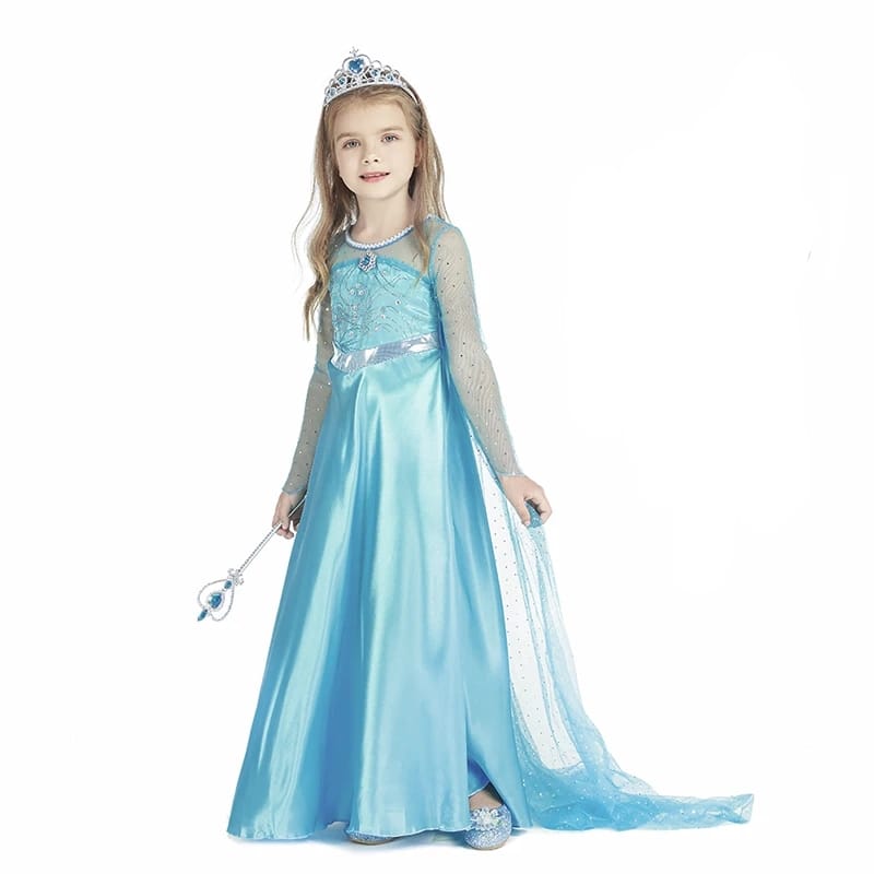 Girl Princess Dresses Snow Queen Barbie Costume Kids Cosplay Costume 6Y S3597275