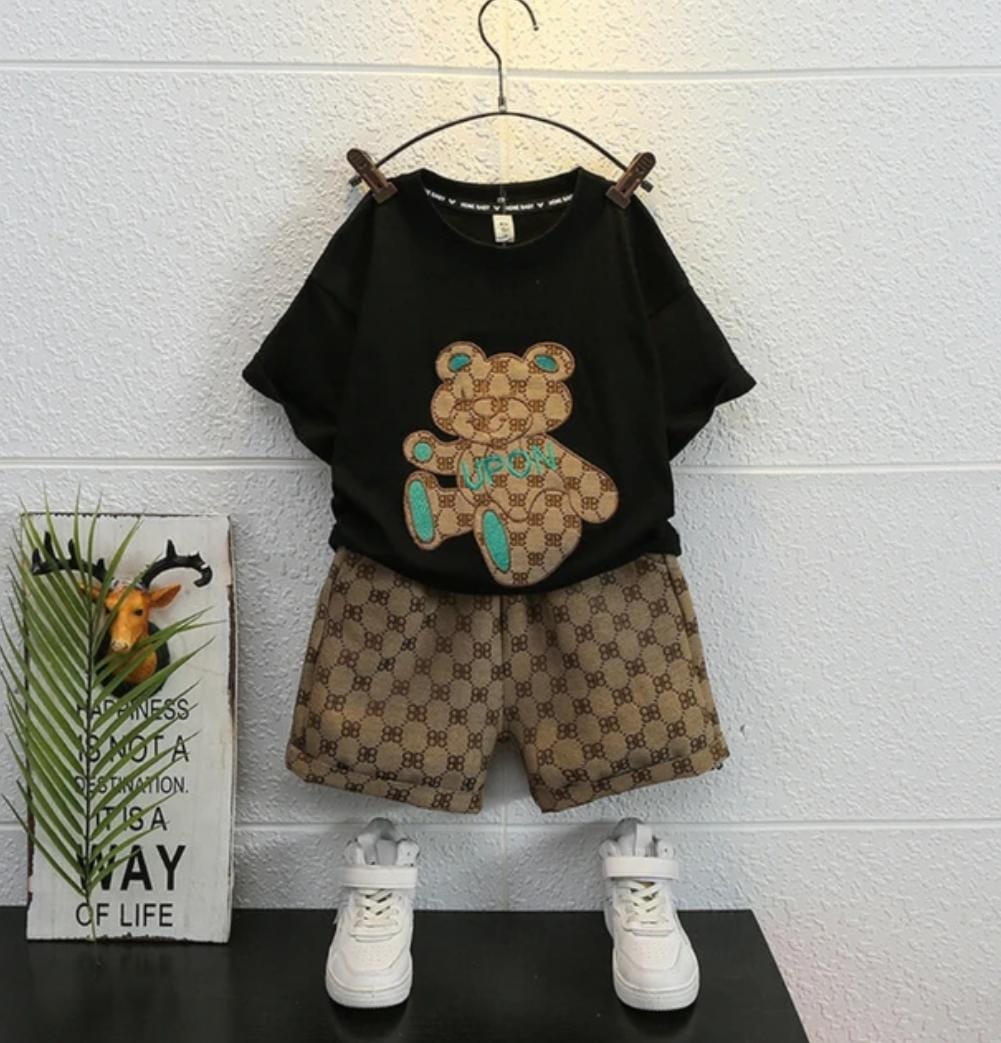 Cartoon Patchwork Boys T-shirt and Shorts Set 262207 Cartoon Patchwork Boys T-shirt and Shorts Set 262207