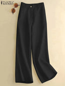ZANZEA Women Vintage Wide Leg Pants 2XL S4653520 - TUZZUT Qatar Online Shopping
