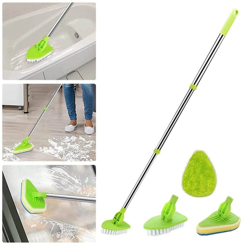 Extendable Bathroom Mop Set 3 in 1 Multifunctional Tile Cleaning Kit 180° Rotatable S4658156