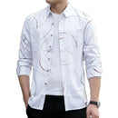 Autumn New Men's Printed Shirt Fashion Casual White Long Sleeve Shirts 3XL S4795207 - TUZZUT Qatar Online Shopping