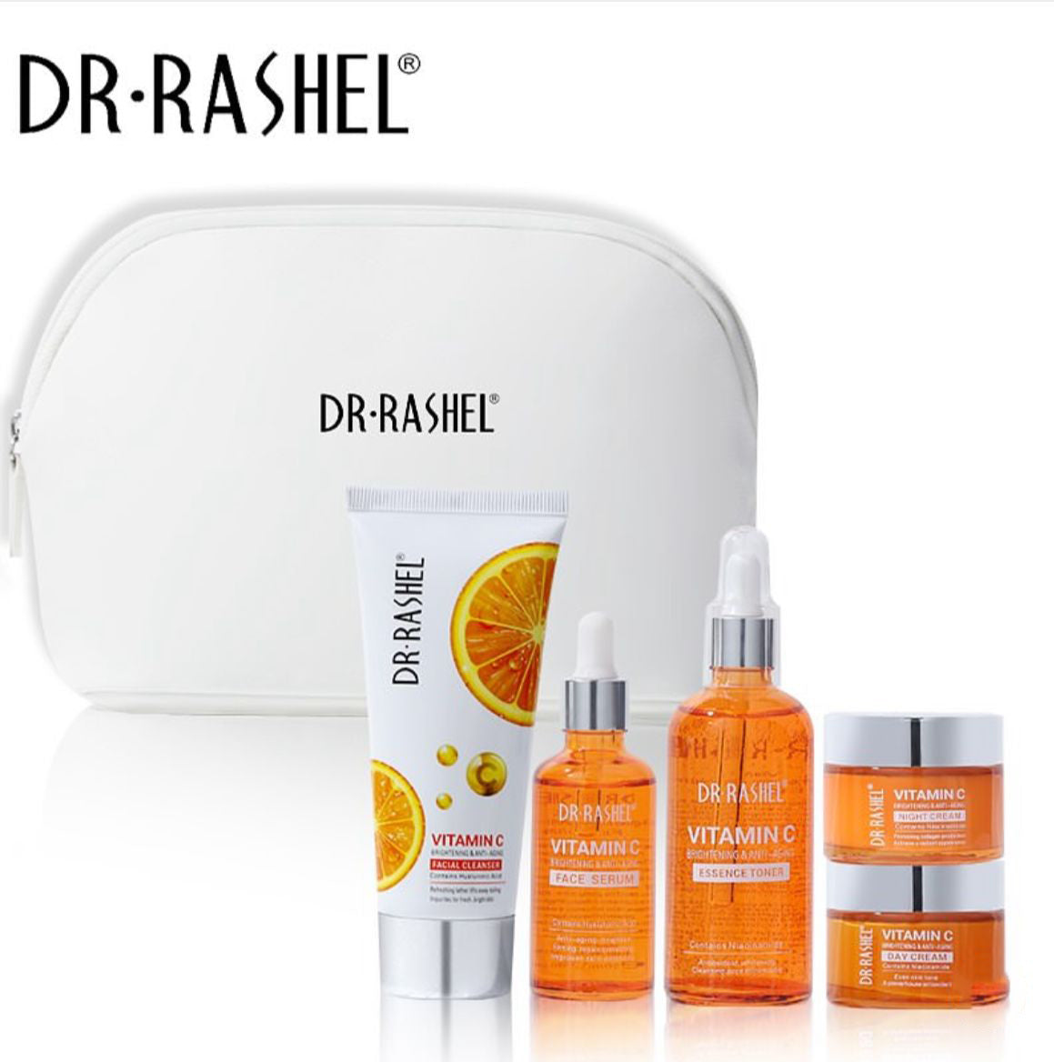 DR.Rashel New 5 PCS Vitamin C Brightening & Anti-Aging Skin Care Series With Pouch DRL-1739 DR.Rashel New 5 PCS Vitamin C Brightening & Anti-Aging Skin Care Series With Pouch DRL-1739