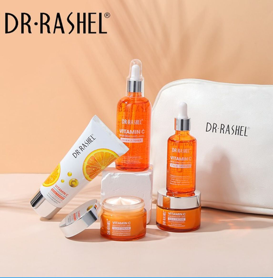DR.Rashel New 5 PCS Vitamin C Brightening & Anti-Aging Skin Care Series With Pouch DRL-1739 DR.Rashel New 5 PCS Vitamin C Brightening & Anti-Aging Skin Care Series With Pouch DRL-1739