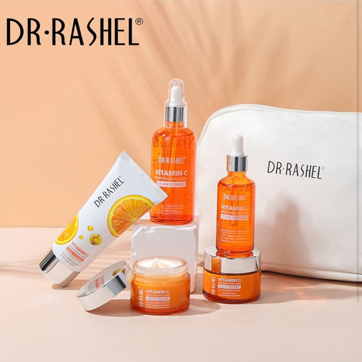 DR.Rashel New 5 PCS Vitamin C Brightening & Anti-Aging Skin Care Series With Pouch DRL-1739 DR.Rashel New 5 PCS Vitamin C Brightening & Anti-Aging Skin Care Series With Pouch DRL-1739