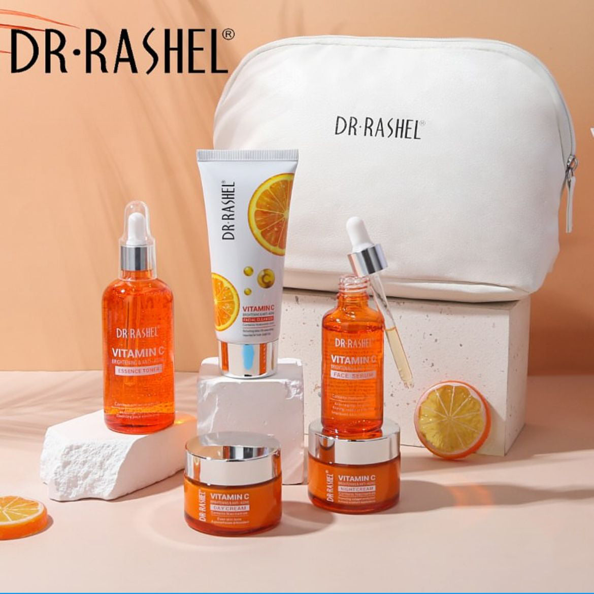 DR.Rashel New 5 PCS Vitamin C Brightening & Anti-Aging Skin Care Series With Pouch DRL-1739 DR.Rashel New 5 PCS Vitamin C Brightening & Anti-Aging Skin Care Series With Pouch DRL-1739