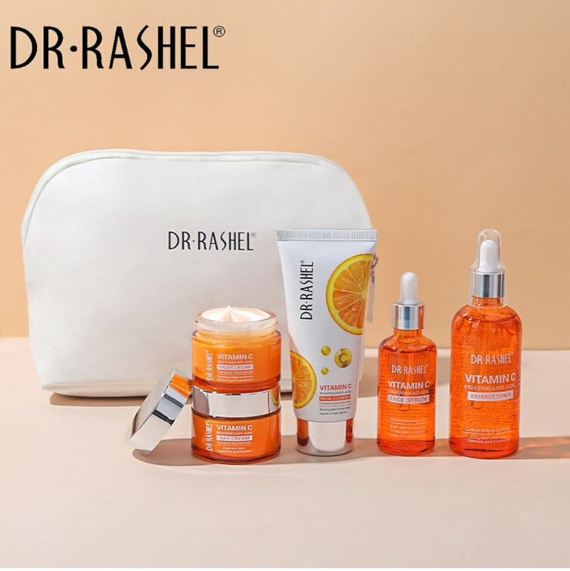 DR.Rashel New 5 PCS Vitamin C Brightening & Anti-Aging Skin Care Series With Pouch DRL-1739