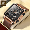 OLEVS Watches for Men Quartz Multifunctional Chronograph Fashion Casual Leather Dress Watch S4699574