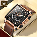 OLEVS Watches for Men Quartz Multifunctional Chronograph Fashion Casual Leather Dress Watch S4699574 - TUZZUT Qatar Online Shopping