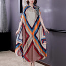 Loose Casual Print Mulberry Silk Maxi Dress Spring Summer Vintage Dress M X4410376 - TUZZUT Qatar Online Shopping