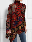 Women's Asymmetrical Asymmetrical Plus Size Blouse Long Sleeve T-shirt L 134044 - TUZZUT Qatar Online Shopping