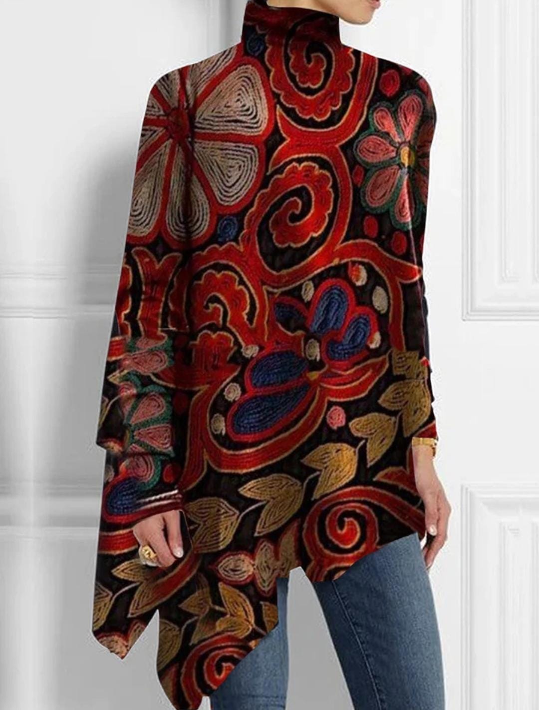 Women's Asymmetrical Asymmetrical Plus Size Blouse Long Sleeve T-shirt L 134044 Women's Asymmetrical Asymmetrical Plus Size Blouse Long Sleeve T-shirt L 134044