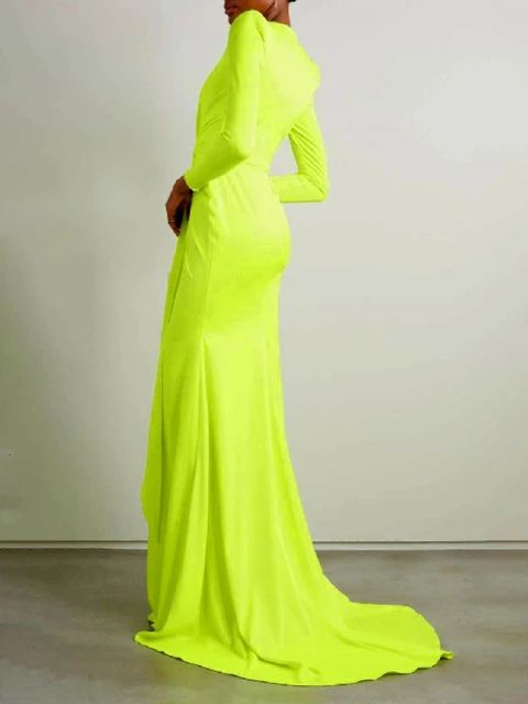 Women's Floor Length Deep V Neck Sexy Long Sleeve Fishtail Wrap Hip Evening Dress 127789 Women's Floor Length Deep V Neck Sexy Long Sleeve Fishtail Wrap Hip Evening Dress 127789
