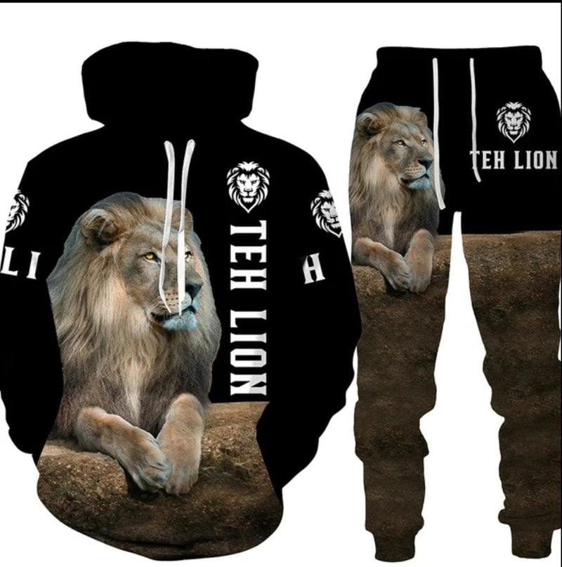 Animal Lion 3D Printed Fashion Men s Sweatshirt Hoodie Pants Set X2140127 TUZZUT Qatar Online Shopping