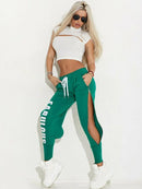 Letter Print Boned Tees and Side Split Pants Cool Girl Suits M 91297 - TUZZUT Qatar Online Shopping