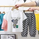 Baby Girl Summer Clothes Set Cartoon Bear T-shirts and Plaid Pants Suit 1-2Y 381492 - TUZZUT Qatar Online Shopping