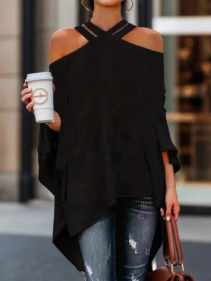 Off Shoulder Long Sleeves Shirt Tops Casual Daily Blouses For Women XL 113426 Off Shoulder Long Sleeves Shirt Tops Casual Daily Blouses For Women XL 113426