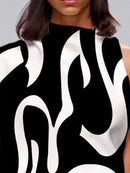 Loose Sleeveless Asymmetric Contrast Color Printed One-Shoulder T-Shirts Tops Loose Sleeveless Asymmetric Contrast Color Printed One-Shoulder T-Shirts Tops -  S - TUZZUT Qatar Online Shopping