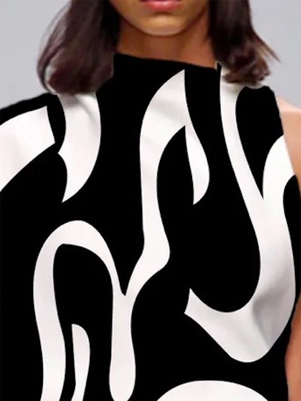 Loose Sleeveless Asymmetric Contrast Color Printed One-Shoulder T-Shirts Tops Loose Sleeveless Asymmetric Contrast Color Printed One-Shoulder T-Shirts Tops - S Loose Sleeveless Asymmetric Contrast Color Printed One-Shoulder T-Shirts Tops Loose Sleeveless Asymmetric Contrast Color Printed One-Shoulder T-Shirts Tops - S