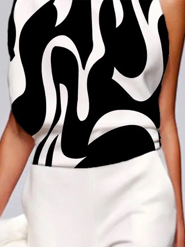 Loose Sleeveless Asymmetric Contrast Color Printed One-Shoulder T-Shirts Tops Loose Sleeveless Asymmetric Contrast Color Printed One-Shoulder T-Shirts Tops - S Loose Sleeveless Asymmetric Contrast Color Printed One-Shoulder T-Shirts Tops Loose Sleeveless Asymmetric Contrast Color Printed One-Shoulder T-Shirts Tops - S