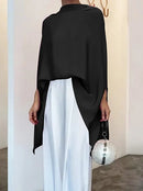 Batwing Sleeves Loose Solid Color High-Neck T-Shirts Tops  116889 - TUZZUT Qatar Online Shopping