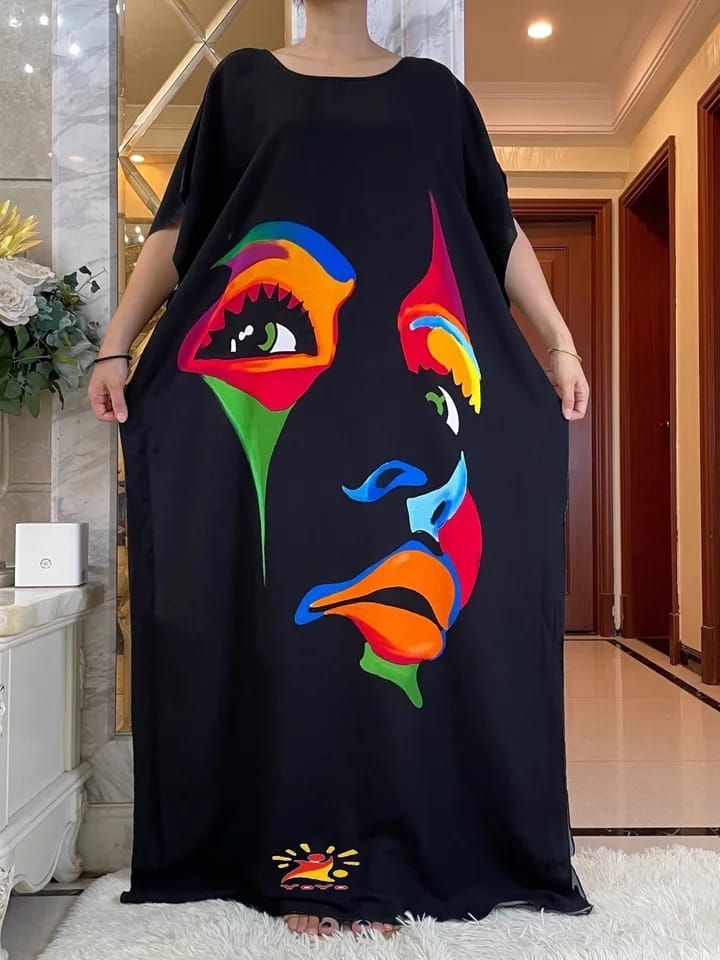 Summer African Cotton Short Sleeve Dress 117051 Summer African Cotton Short Sleeve Dress 117051