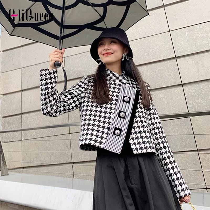Autumn Winter Asymmetric Leisure Short Woolen Jacket Female Outwear S 111023 Autumn Winter Asymmetric Leisure Short Woolen Jacket Female Outwear S 111023