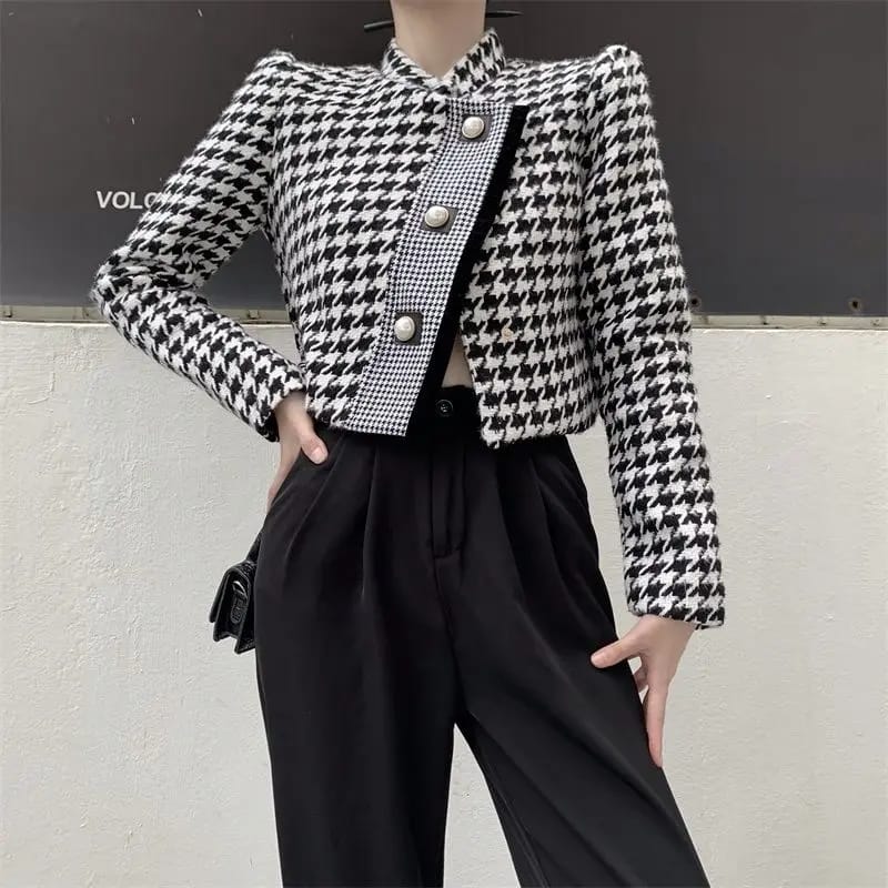 Autumn Winter Asymmetric Leisure Short Woolen Jacket Female Outwear S 111023 Autumn Winter Asymmetric Leisure Short Woolen Jacket Female Outwear S 111023