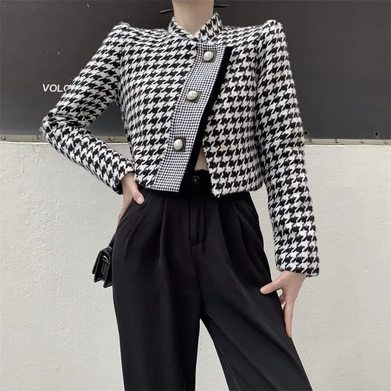 Autumn Winter Asymmetric Leisure Short Woolen Jacket Female Outwear S 111023