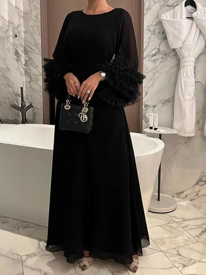 Modigirl Elegant Solid Color Pleated Waist Evening Dress L 140983 Modigirl Elegant Solid Color Pleated Waist Evening Dress L 140983
