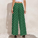 Green Polka Dot Pants Women Vintage Print Trousers XL 113008 - TUZZUT Qatar Online Shopping