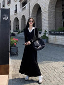 Summer Korean Edition New Fashion Contrast Polo Neck Solid Color Long Dress M 137454 - TUZZUT Qatar Online Shopping