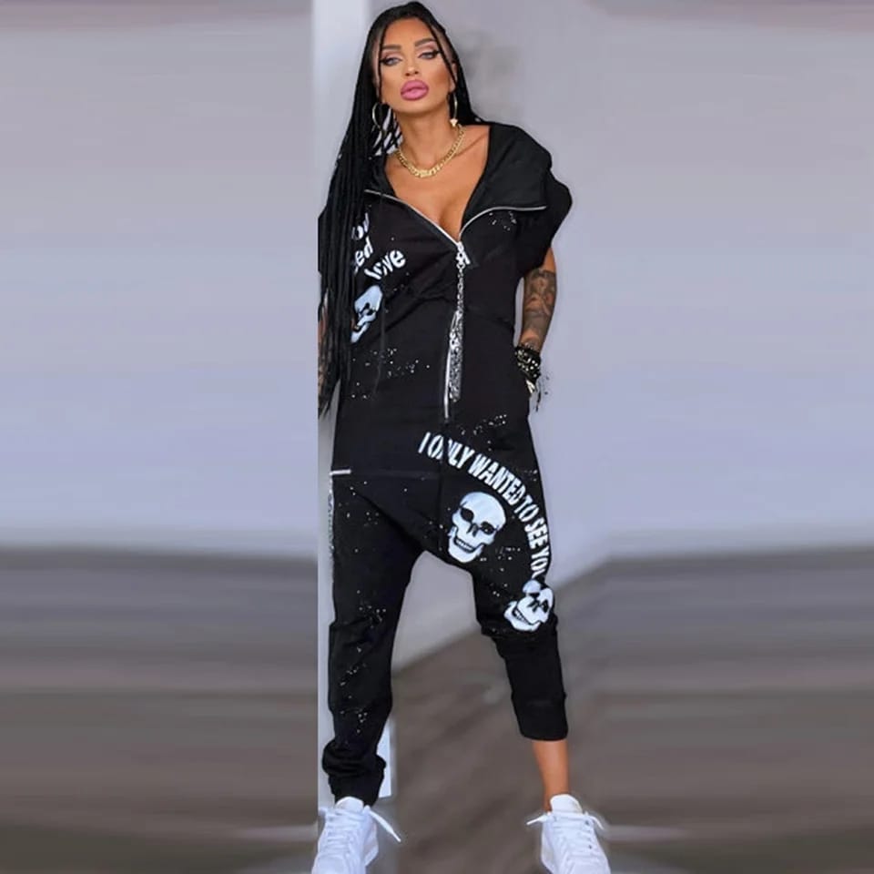 Casual Short Sleeves Lapel Collar Zipper Jumpsuits For Women L 105641 Casual Short Sleeves Lapel Collar Zipper Jumpsuits For Women L 105641
