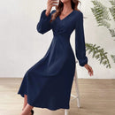 Long Sleeve Elegant Clothes Sexy V-Neck High Waist Party Dresses XL 60866 - TUZZUT Qatar Online Shopping