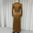 Women Floral Print Dress Floral Print Long Sleeve Maxi Dress XL 133867 - TUZZUT Qatar Online Shopping