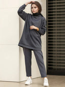 Women Muslim Sets Long Tops and Pants Turkey Outfit 2 Pieces Set L 481982 - TUZZUT Qatar Online Shopping