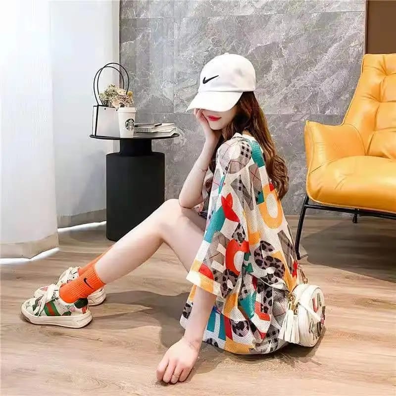 Summer Letter Print Mid Length Round Neck Short Sleeve Tops M 292356 Summer Letter Print Mid Length Round Neck Short Sleeve Tops M 292356