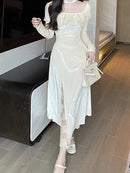 Palace style pleated velvet dress autumn and winter new ins stylish skirt 534621 - TUZZUT Qatar Online Shopping