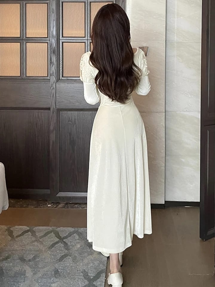 Palace style pleated velvet dress autumn and winter new ins stylish skirt 534621 Palace style pleated velvet dress autumn and winter new ins stylish skirt 534621