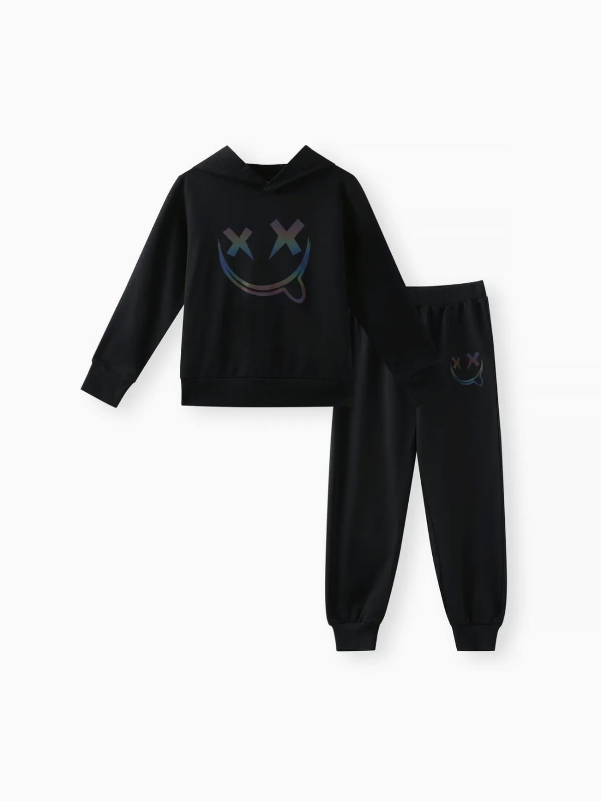 2pcs Kid Boy Reflective Face Graphic Print Black Hoodie Sweatshirt and Pants Set 7-8Y 20458333 2pcs Kid Boy Reflective Face Graphic Print Black Hoodie Sweatshirt and Pants Set 7-8Y 20458333