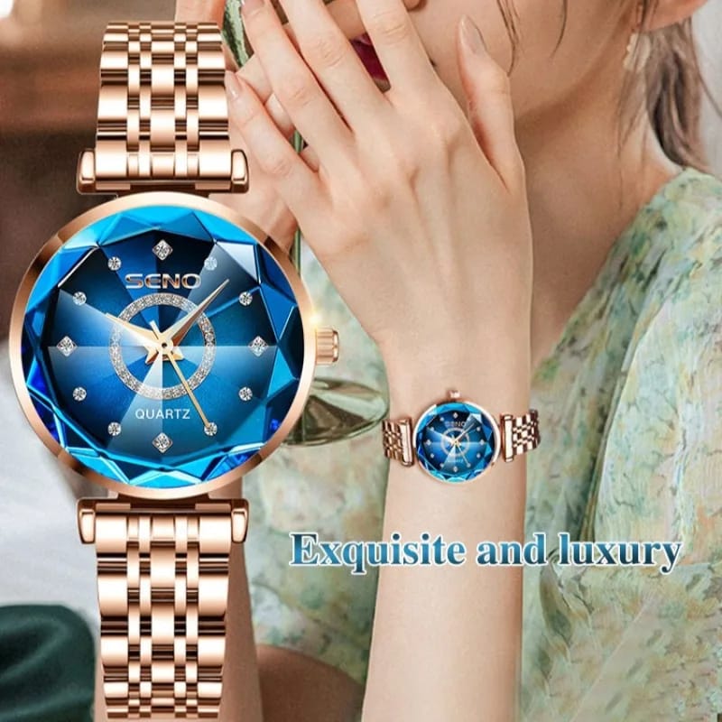 Ocean Star Steel Band Women's Watch Fashion Crystal Ladies Quartz Watch W323346