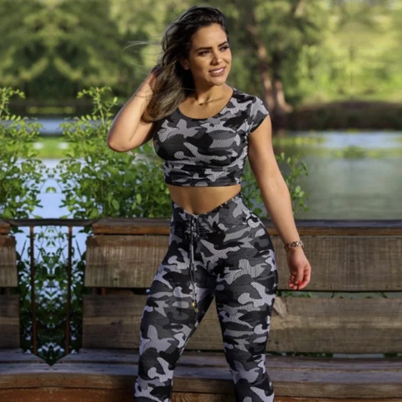 Short Sleeve High Waist T-Shirt Sweatpants Sports Two Piece Set For Women S 91788 Short Sleeve High Waist T-Shirt Sweatpants Sports Two Piece Set For Women S 91788